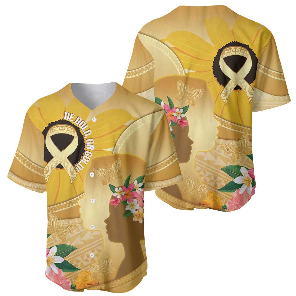Polynesia Childhood Cancer Awareness Baseball Jersey Be Bold Go Gold Polynesian Art
