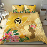 Polynesia Childhood Cancer Awareness Bedding Set Be Bold Go Gold Polynesian Art