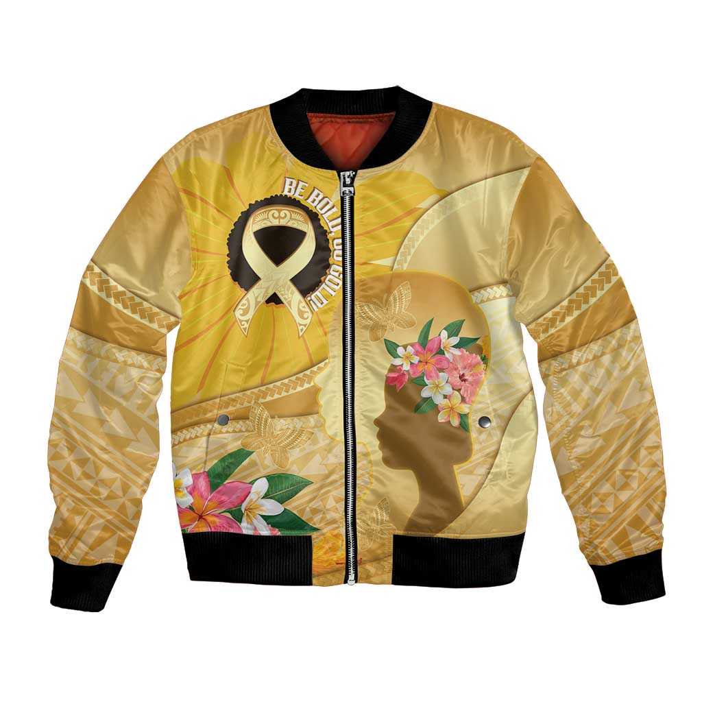 Polynesia Childhood Cancer Awareness Bomber Jacket Be Bold Go Gold Polynesian Art