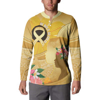 Polynesia Childhood Cancer Awareness Button Sweatshirt Be Bold Go Gold Polynesian Art