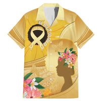 Polynesia Childhood Cancer Awareness Family Matching Mermaid Dress and Hawaiian Shirt Be Bold Go Gold Polynesian Art