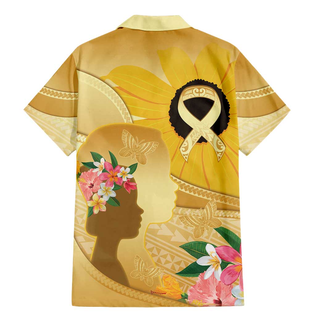 Polynesia Childhood Cancer Awareness Family Matching Mermaid Dress and Hawaiian Shirt Be Bold Go Gold Polynesian Art