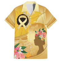 Polynesia Childhood Cancer Awareness Family Matching Summer Maxi Dress and Hawaiian Shirt Be Bold Go Gold Polynesian Art