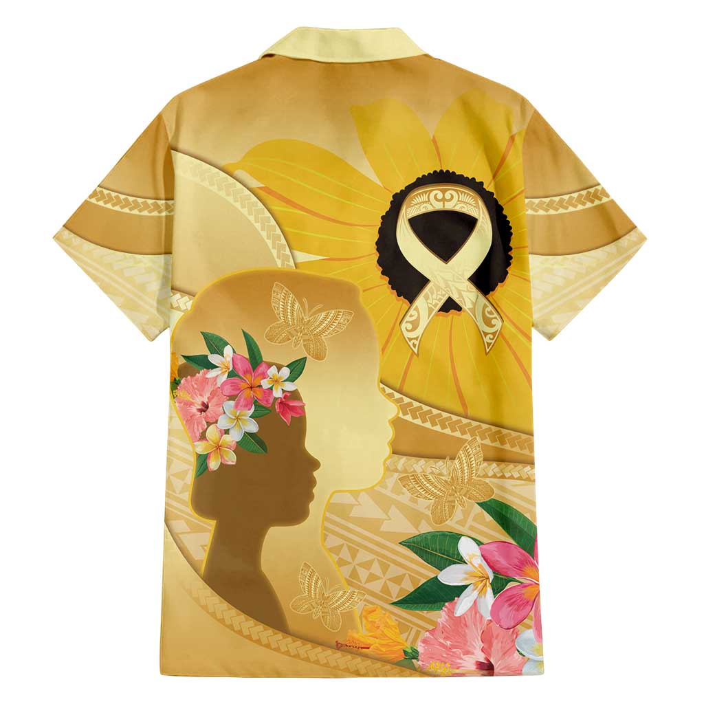 Polynesia Childhood Cancer Awareness Family Matching Tank Maxi Dress and Hawaiian Shirt Be Bold Go Gold Polynesian Art