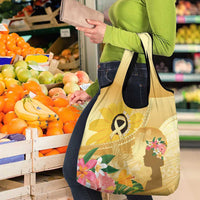 Polynesia Childhood Cancer Awareness Grocery Bag Be Bold Go Gold Polynesian Art