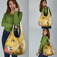 Polynesia Childhood Cancer Awareness Grocery Bag Be Bold Go Gold Polynesian Art