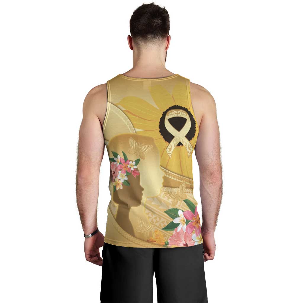 Polynesia Childhood Cancer Awareness Men Tank Top Be Bold Go Gold Polynesian Art