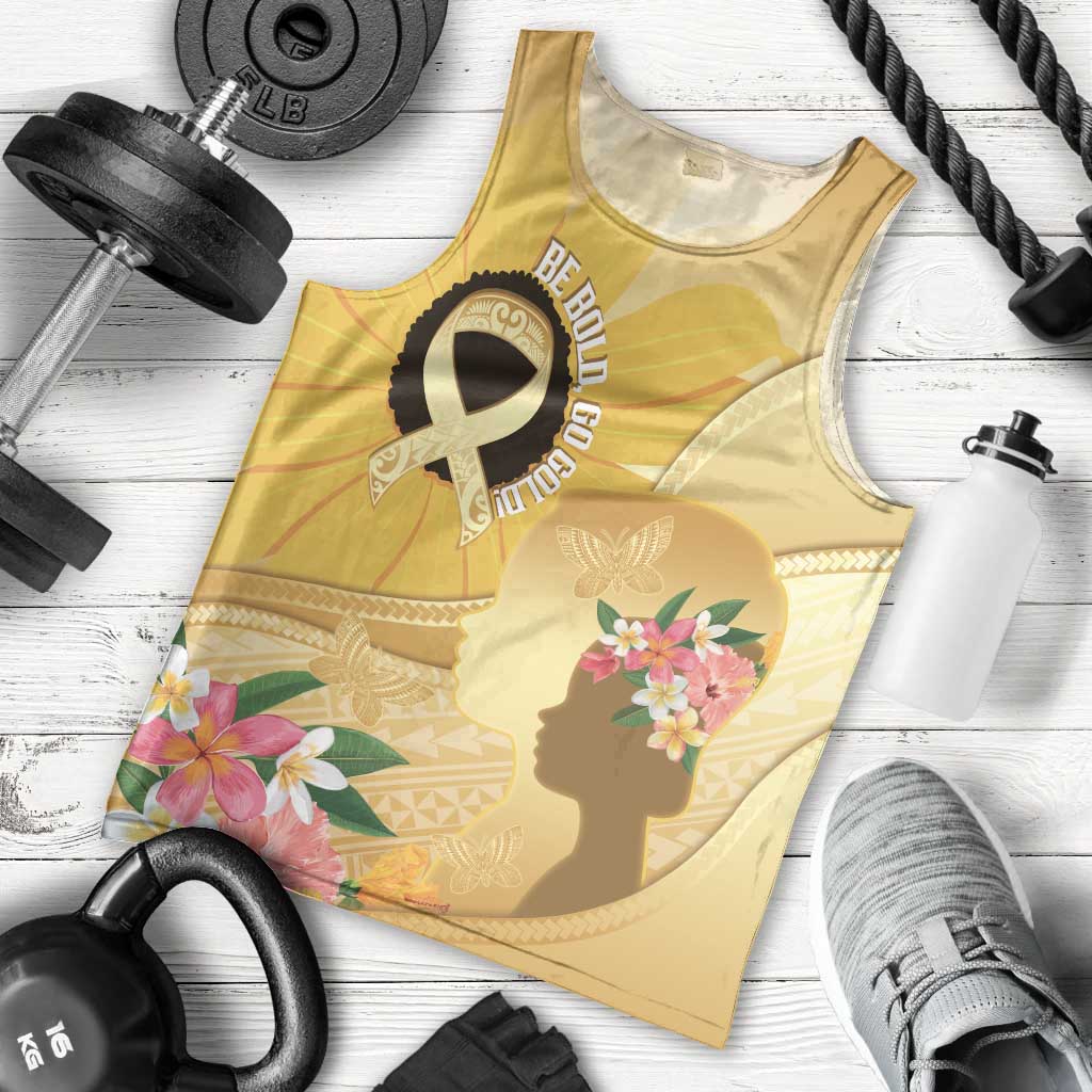 Polynesia Childhood Cancer Awareness Men Tank Top Be Bold Go Gold Polynesian Art