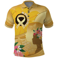 Polynesia Childhood Cancer Awareness Polo Shirt Be Bold Go Gold Polynesian Art