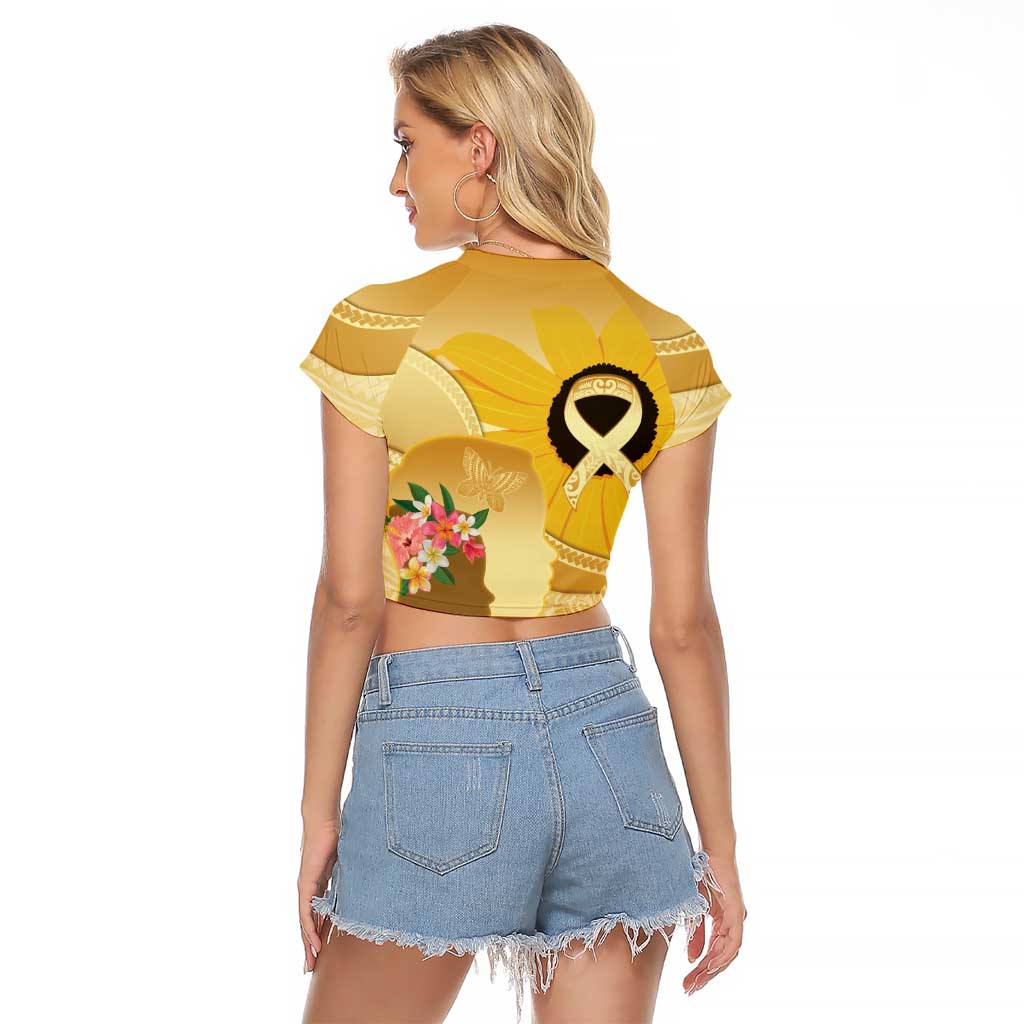 Polynesia Childhood Cancer Awareness Raglan Cropped T Shirt Be Bold Go Gold Polynesian Art