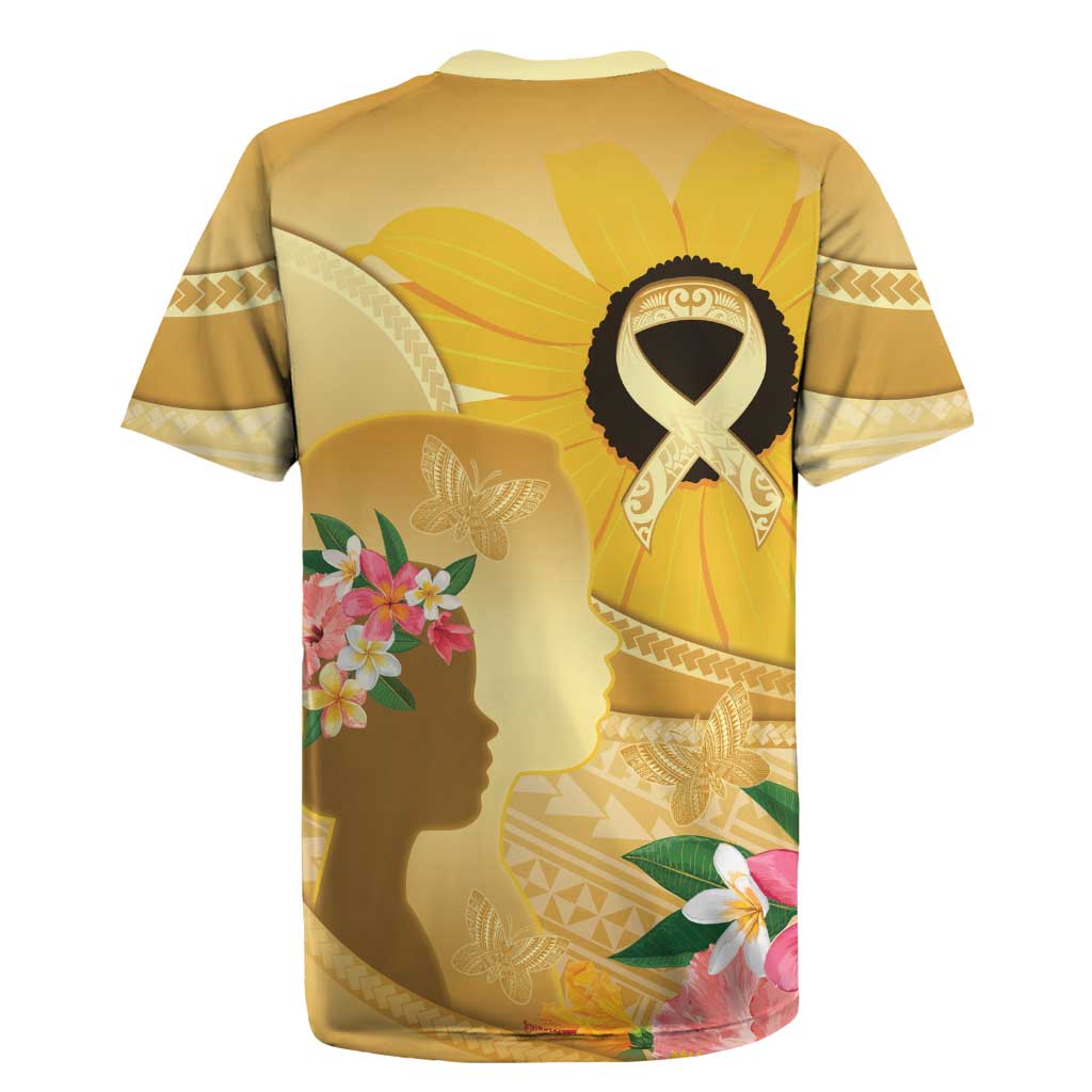 Polynesia Childhood Cancer Awareness Rugby Jersey Be Bold Go Gold Polynesian Art