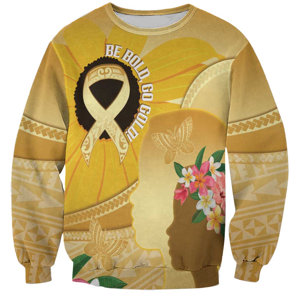 Polynesia Childhood Cancer Awareness Sweatshirt Be Bold Go Gold Polynesian Art