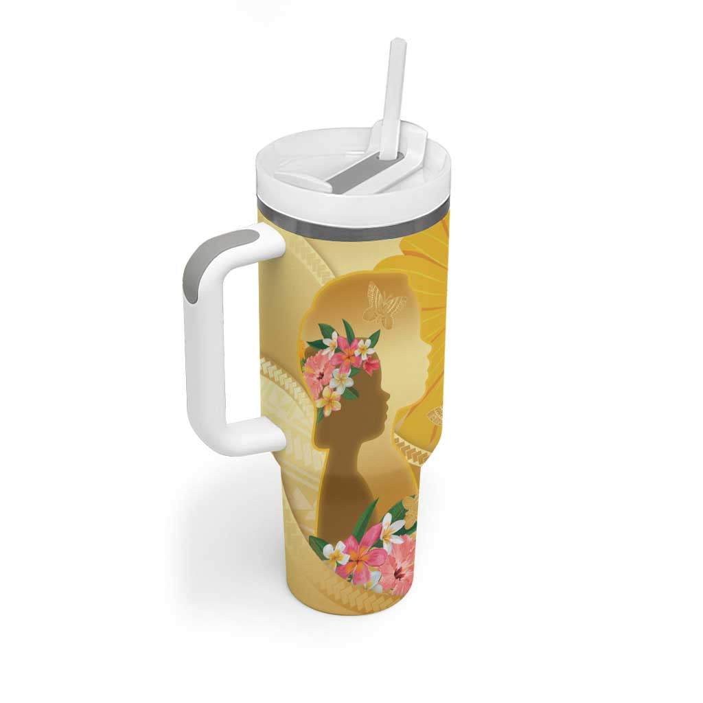 Polynesia Childhood Cancer Awareness Tumbler With Handle Be Bold Go Gold Polynesian Art