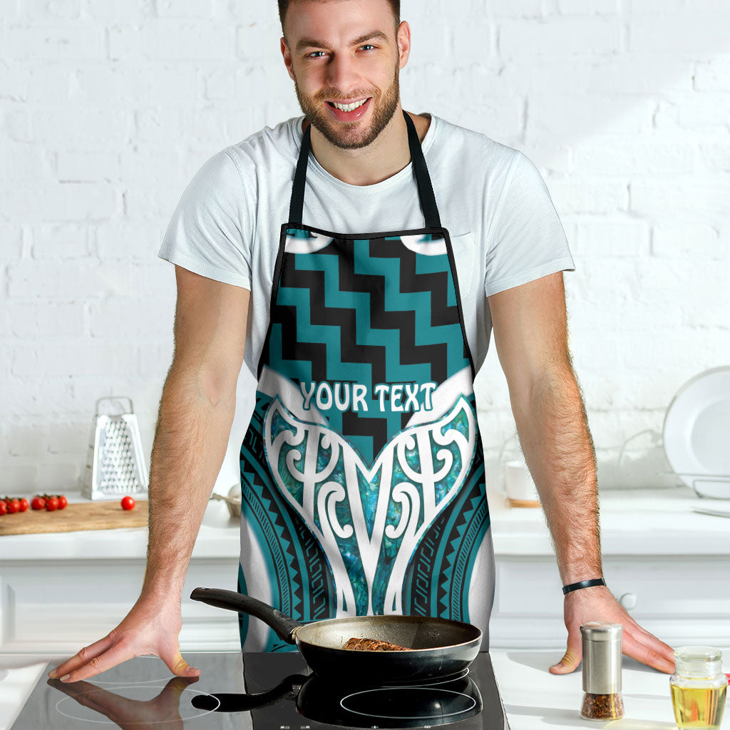 Aotearoa Atua Tangaroa Personalised Apron God Of The Sea Maori Whale Tail Cyan