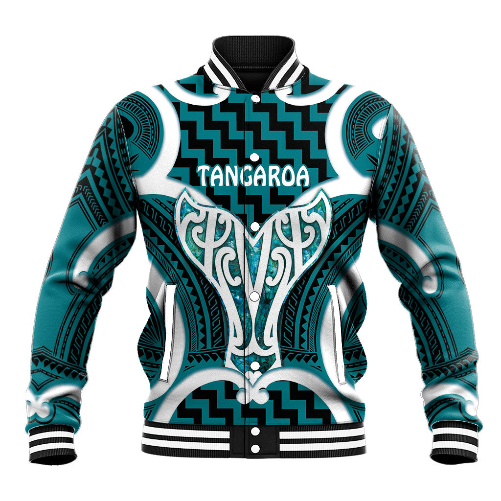 Aotearoa Atua Tangaroa Personalised Baseball Jacket God Of The Sea Maori Whale Tail Cyan