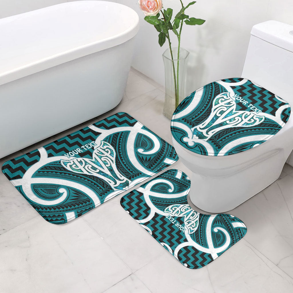 Aotearoa Atua Tangaroa Personalised Bathroom Set God Of The Sea Maori Whale Tail Cyan
