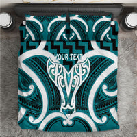 Aotearoa Atua Tangaroa Personalised Bedding Set God Of The Sea Maori Whale Tail Cyan