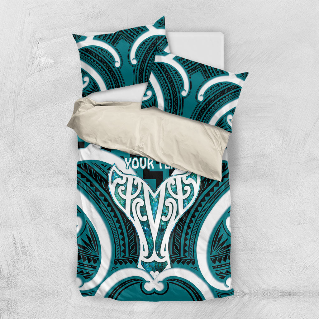 Aotearoa Atua Tangaroa Personalised Bedding Set God Of The Sea Maori Whale Tail Cyan