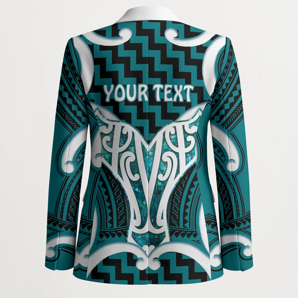 Aotearoa Atua Tangaroa Personalised Blazer God Of The Sea Maori Whale Tail Cyan