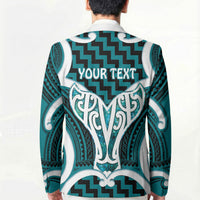 Aotearoa Atua Tangaroa Personalised Blazer God Of The Sea Maori Whale Tail Cyan
