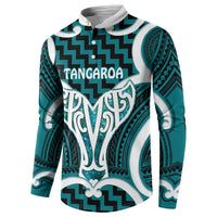Aotearoa Atua Tangaroa Personalised Button Sweatshirt God Of The Sea Maori Whale Tail Cyan