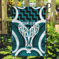Aotearoa Atua Tangaroa Personalised Garden Flag God Of The Sea Maori Whale Tail Cyan