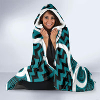 Aotearoa Atua Tangaroa Personalised Hooded Blanket God Of The Sea Maori Whale Tail Cyan