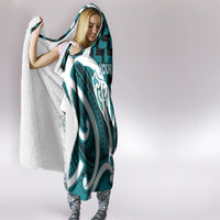 Aotearoa Atua Tangaroa Personalised Hooded Blanket God Of The Sea Maori Whale Tail Cyan