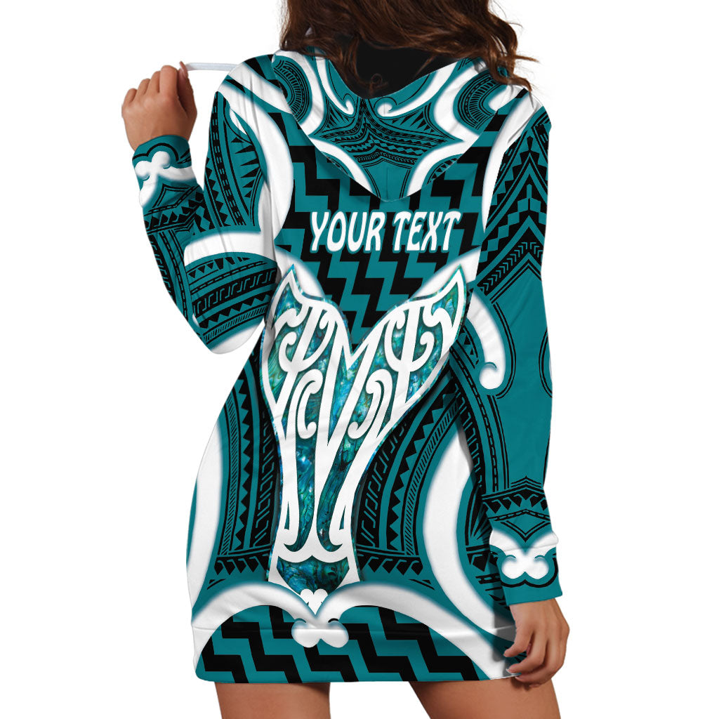 Aotearoa Atua Tangaroa Personalised Hoodie Dress God Of The Sea Maori Whale Tail Cyan