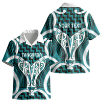 Aotearoa Atua Tangaroa Personalised Kid Hawaiian Shirt God Of The Sea Maori Whale Tail Cyan