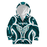 Aotearoa Atua Tangaroa Personalised Kid Hoodie God Of The Sea Maori Whale Tail Cyan