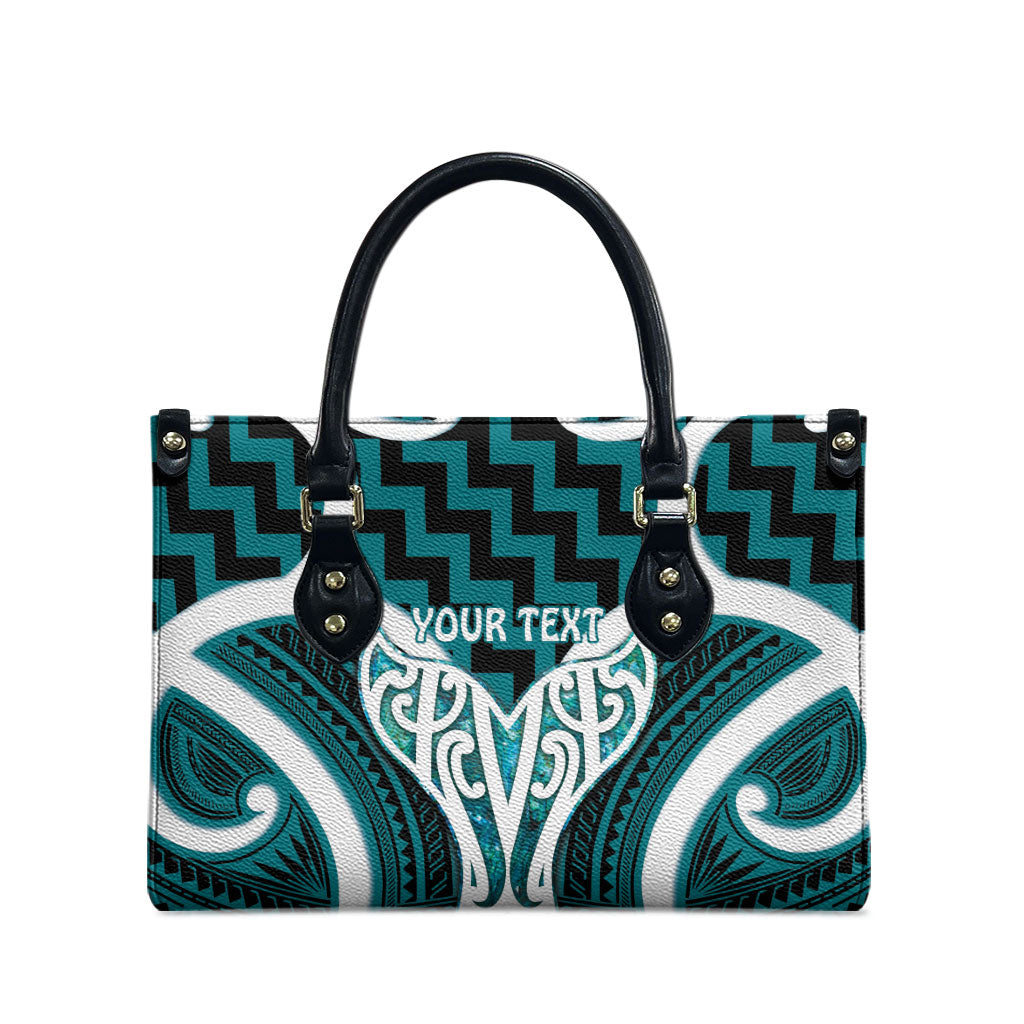 Aotearoa Atua Tangaroa Personalised Leather Bag God Of The Sea Maori Whale Tail Cyan