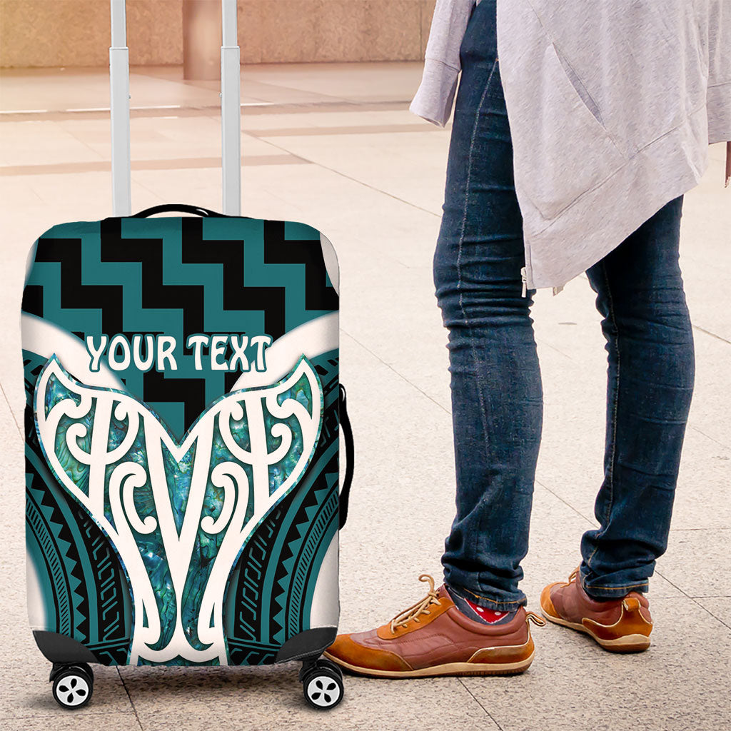 Aotearoa Atua Tangaroa Personalised Luggage Cover God Of The Sea Maori Whale Tail Cyan