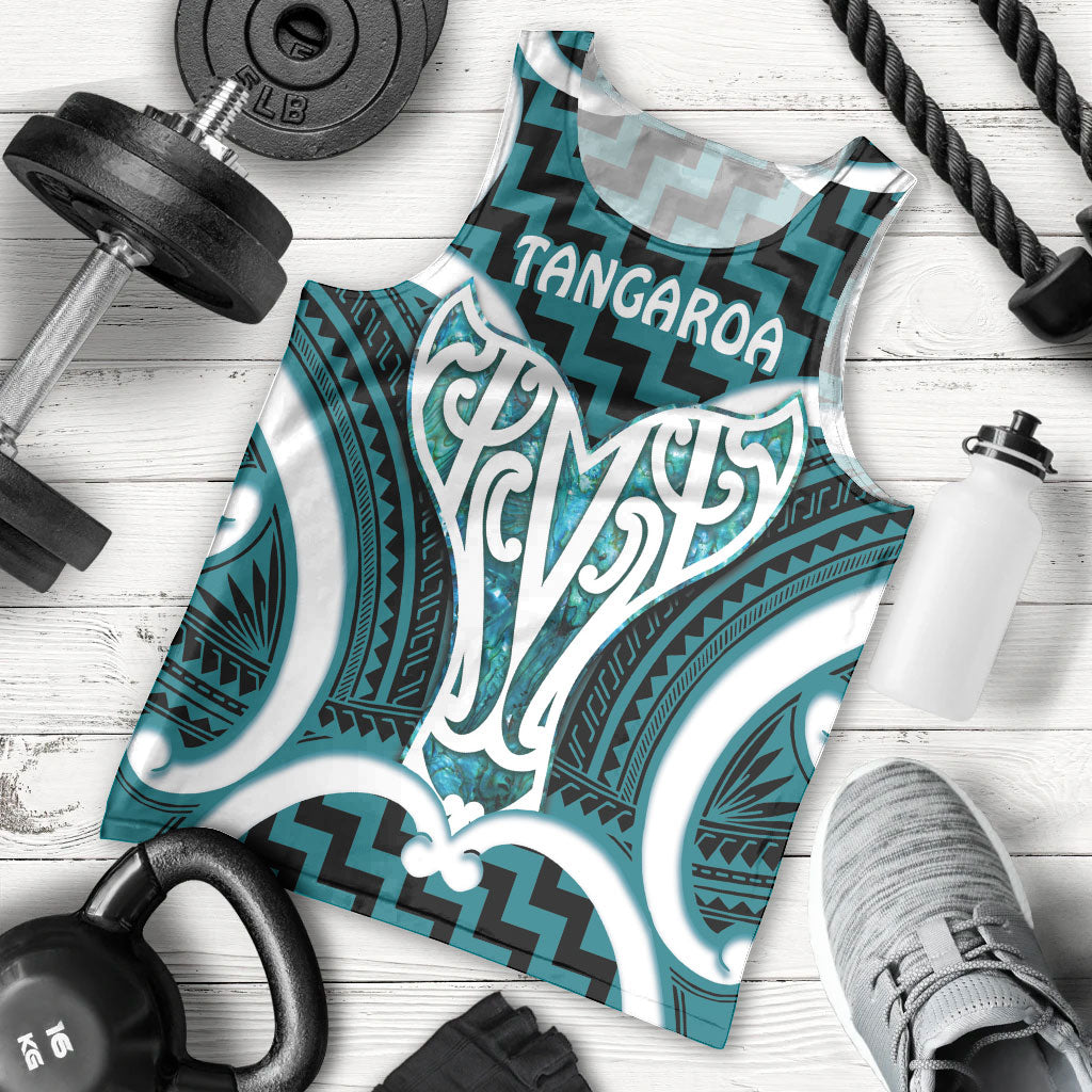 Aotearoa Atua Tangaroa Personalised Men Tank Top God Of The Sea Maori Whale Tail Cyan