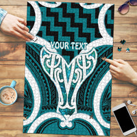 Aotearoa Atua Tangaroa Personalised Puzzle God Of The Sea Maori Whale Tail Cyan