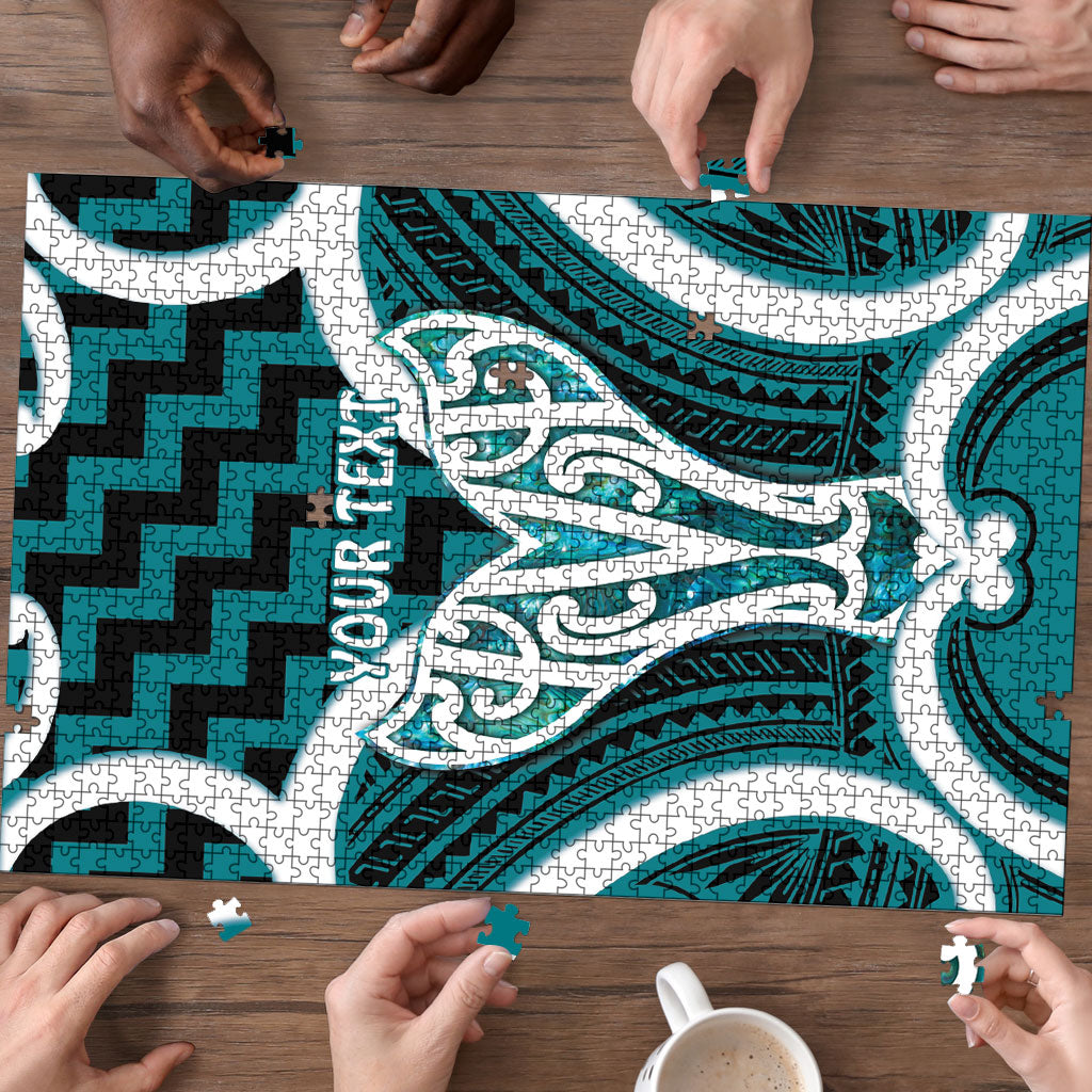 Aotearoa Atua Tangaroa Personalised Puzzle God Of The Sea Maori Whale Tail Cyan