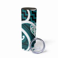Aotearoa Atua Tangaroa Personalised Skinny Tumbler God Of The Sea Maori Whale Tail Cyan