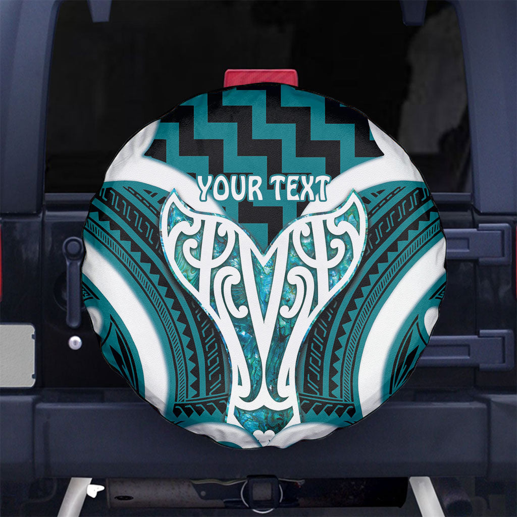 Aotearoa Atua Tangaroa Personalised Spare Tire Cover God Of The Sea Maori Whale Tail Cyan