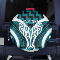 Aotearoa Atua Tangaroa Personalised Spare Tire Cover God Of The Sea Maori Whale Tail Cyan
