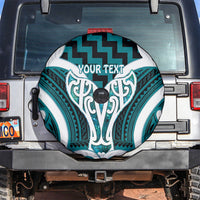 Aotearoa Atua Tangaroa Personalised Spare Tire Cover God Of The Sea Maori Whale Tail Cyan