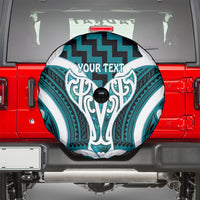 Aotearoa Atua Tangaroa Personalised Spare Tire Cover God Of The Sea Maori Whale Tail Cyan