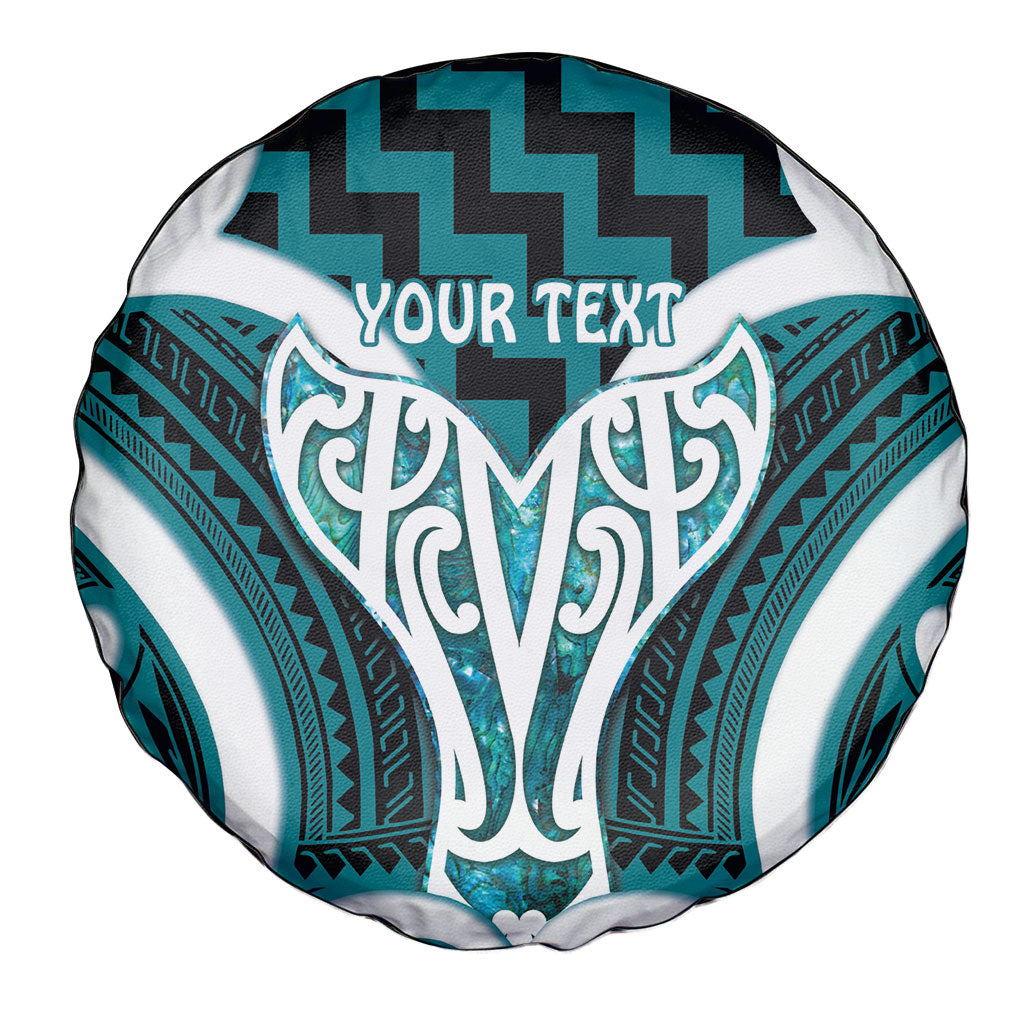 Aotearoa Atua Tangaroa Personalised Spare Tire Cover God Of The Sea Maori Whale Tail Cyan