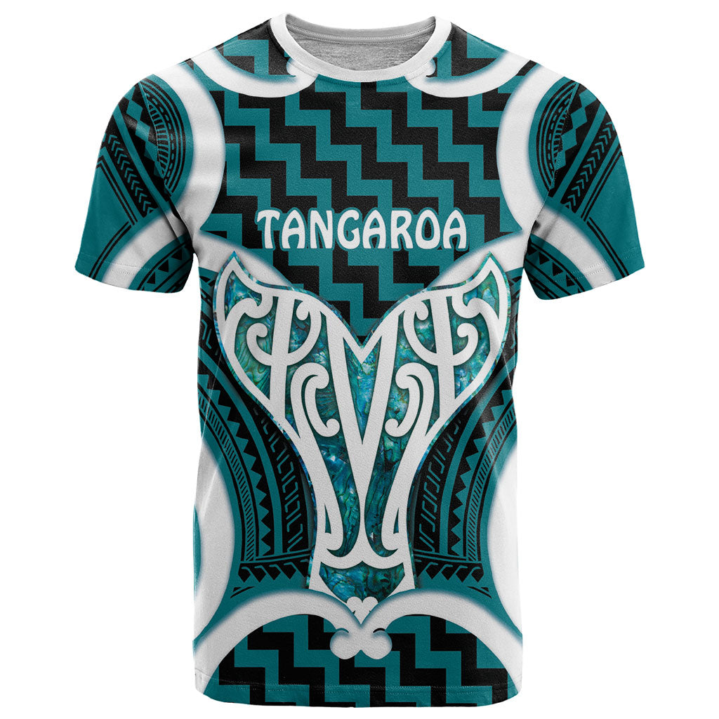 Aotearoa Atua Tangaroa Personalised T Shirt God Of The Sea Maori Whale Tail Cyan