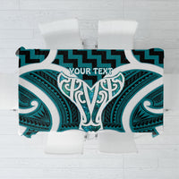 Aotearoa Atua Tangaroa Personalised Tablecloth God Of The Sea Maori Whale Tail Cyan