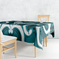Aotearoa Atua Tangaroa Personalised Tablecloth God Of The Sea Maori Whale Tail Cyan
