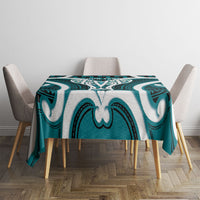 Aotearoa Atua Tangaroa Personalised Tablecloth God Of The Sea Maori Whale Tail Cyan
