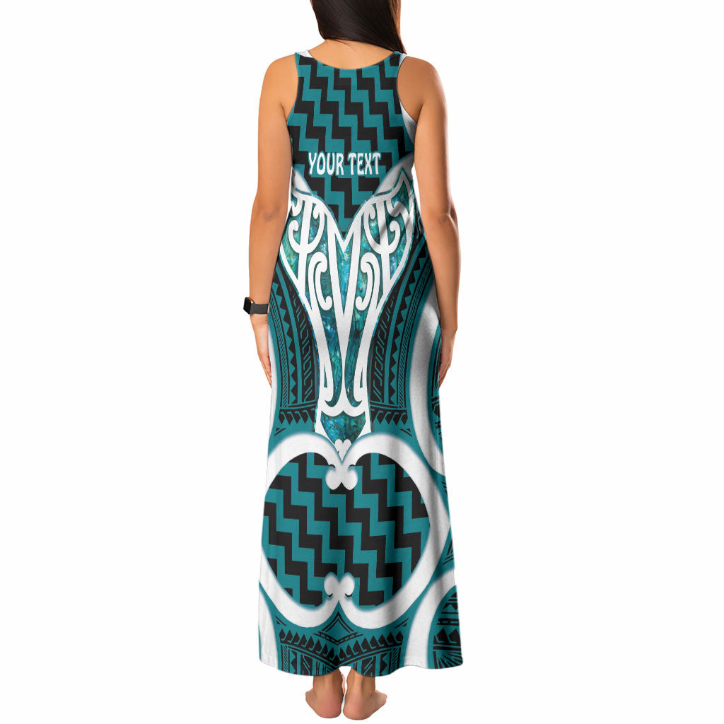 Aotearoa Atua Tangaroa Personalised Tank Maxi Dress God Of The Sea Maori Whale Tail Cyan