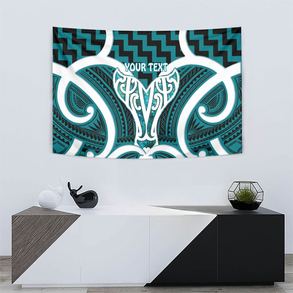 Aotearoa Atua Tangaroa Personalised Tapestry God Of The Sea Maori Whale Tail Cyan