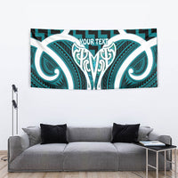 Aotearoa Atua Tangaroa Personalised Tapestry God Of The Sea Maori Whale Tail Cyan