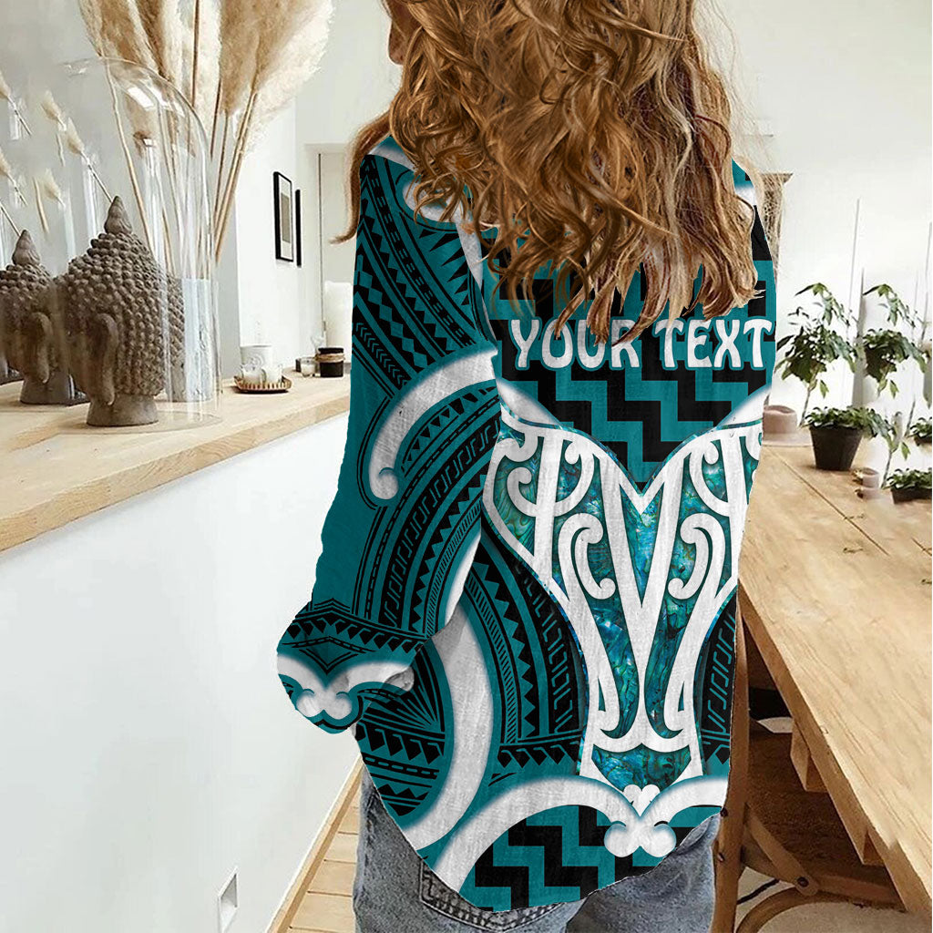 Aotearoa Atua Tangaroa Personalised Women Casual Shirt God Of The Sea Maori Whale Tail Cyan